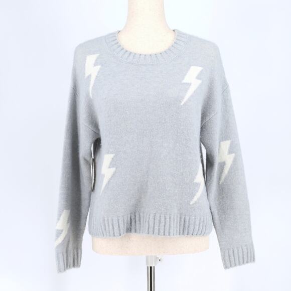 Rails Women Grey Cable Knit Lightning Bolt Perci Relaxed Crewneck Sweater Size S - Picture 3 of 6